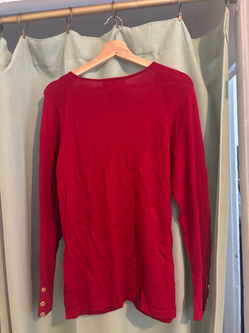 Episode Red Button-Front Wool Cardigan Sweater - Picture 2 of 4